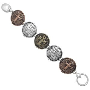 Serenity Prayer Christian Cross Tri-tone Magnetic Clasp Bracelet